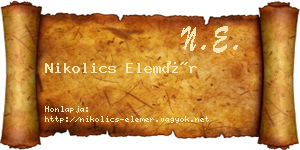 Nikolics Elemér névjegykártya